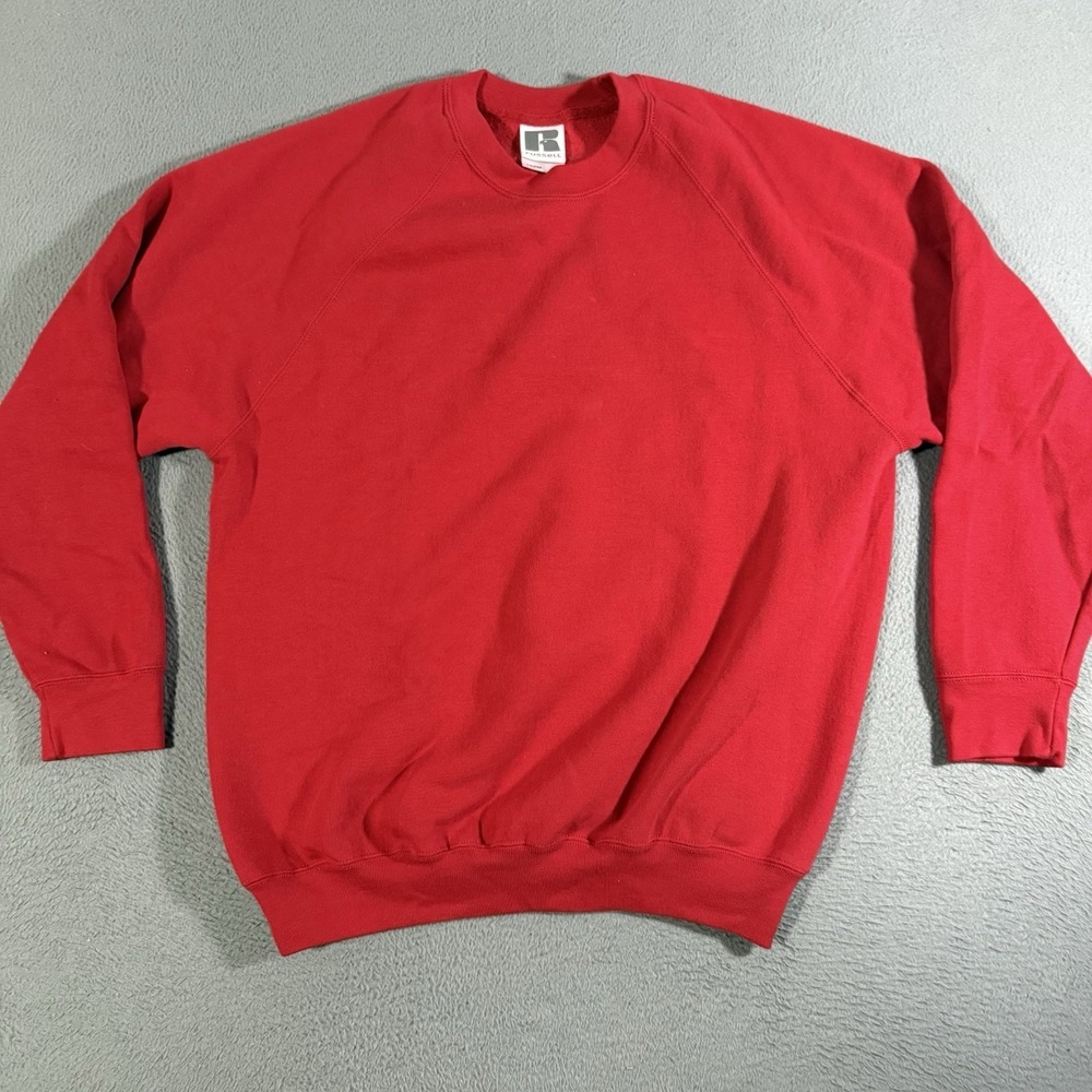 Vintage Russell Athletic Sweatshirt Mens Large Red Blank Crewneck‎ Y2K 90s